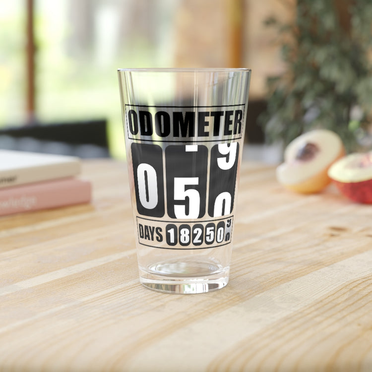 Beer Glass Pint 16oz  Humorous Oldometer 50 Years Old Celebrants