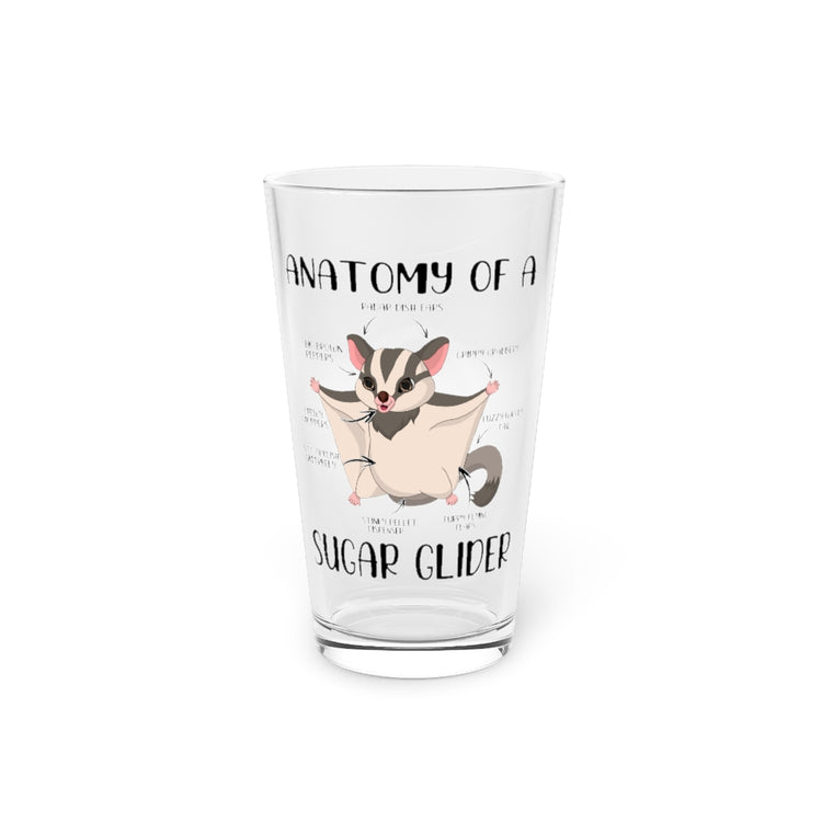 Beer Glass Pint 16oz  Hilarious Anatomy Of Glider Furry Mammal Pets Enthusiast Gliding Exotic Pet
