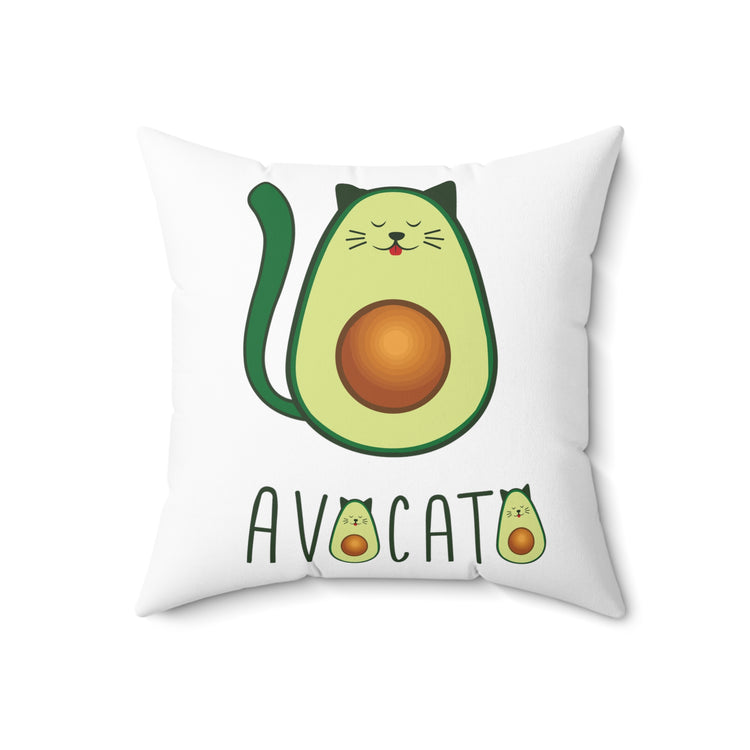 Cute Avocato For Men Women Cat Lover Spun Polyester Square Pillow