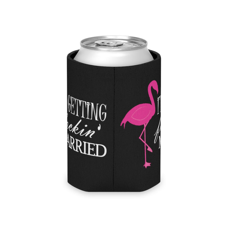 Beer Can Cooler Sleeve Humorous Bridal Entourages Flamingoes Illustration Puns Hilarious Bridesmaids