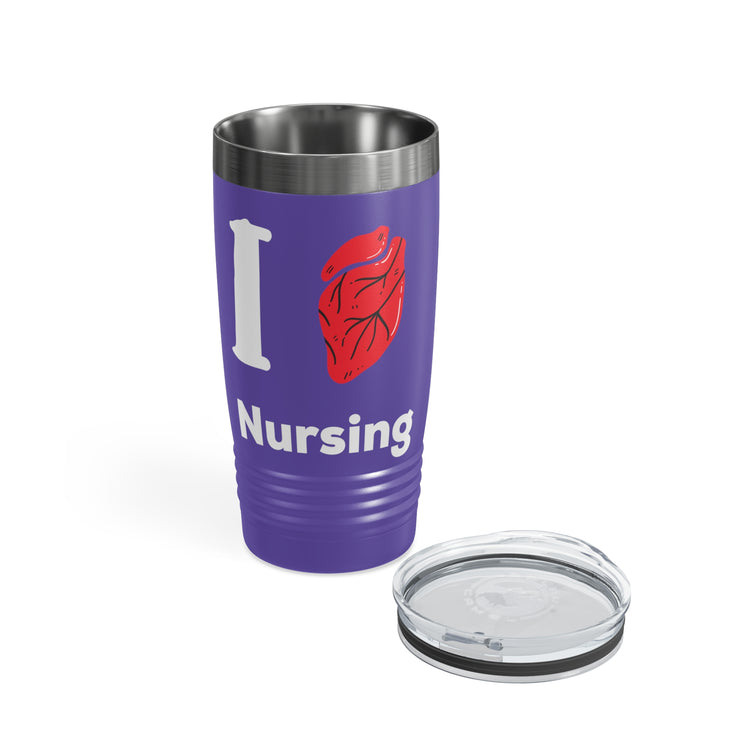 I Heart Nursing Funny Nurse T-Shirt | Nurse Appreciation Nurse Shirts | Anatomical Heart Gift For Her | Gift For Him Ringneck Tumbler, 20oz