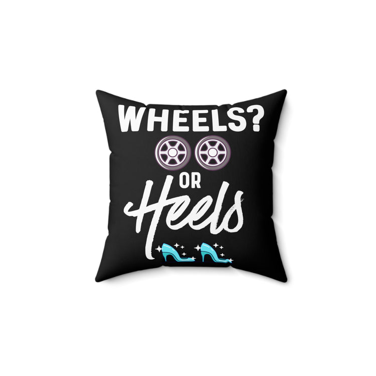 Wheels or Heels Gender Reveal Spun Polyester Square Pillow