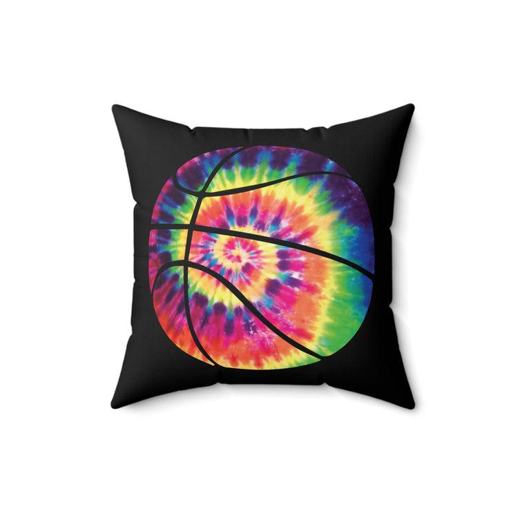 Classic Retro Basket Ball Colorful Spun Polyester Square Pillow