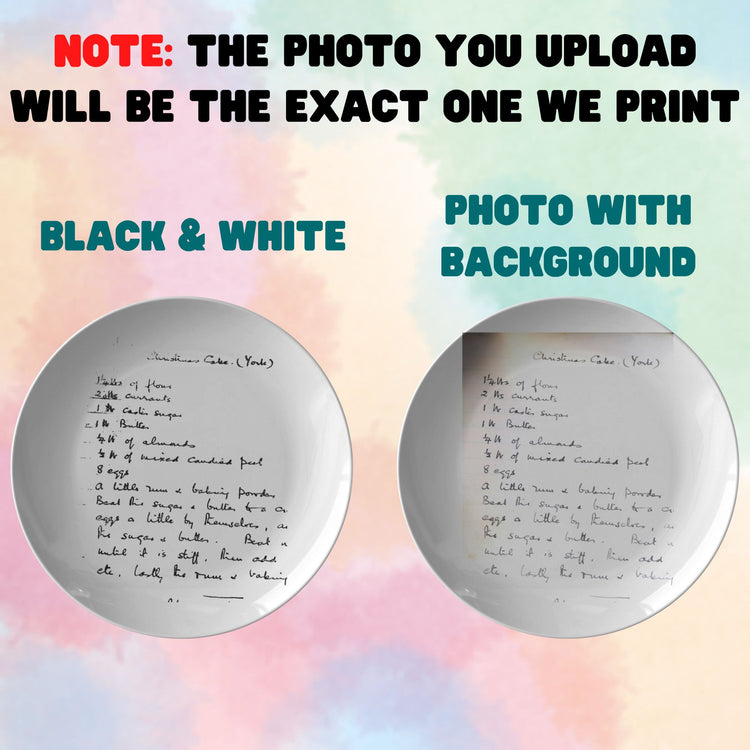 Customized Handwritten Recipe Picture Plate