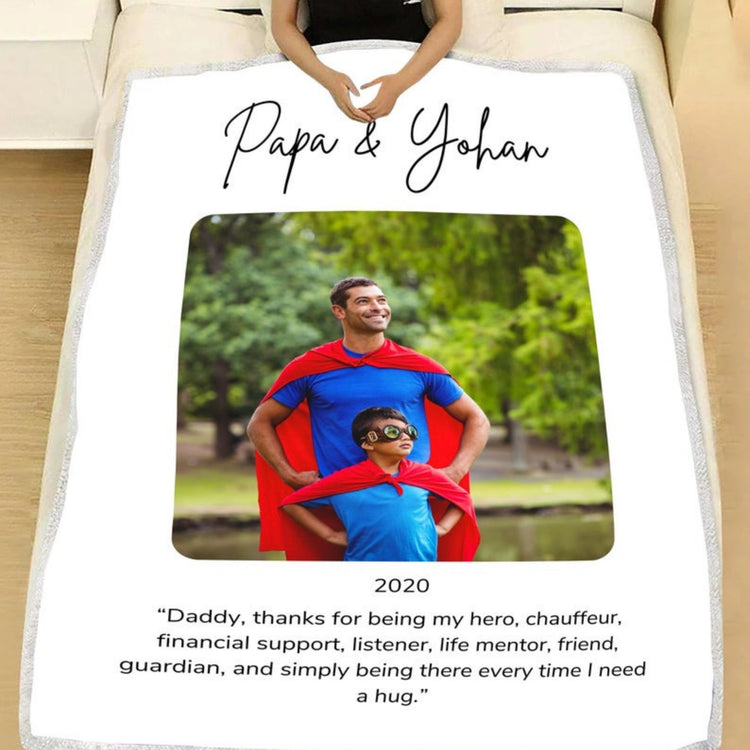 Personalized Son And Father Photo Blanket