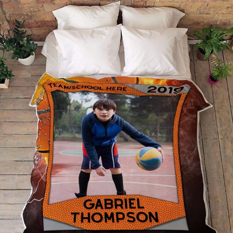 Personalized Basketball Trading Card Blanket
