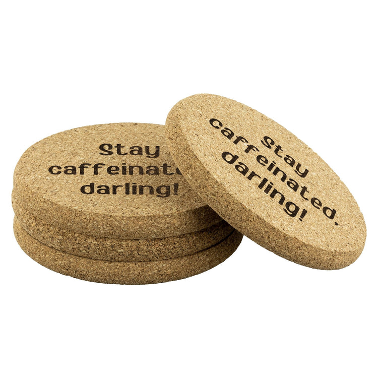 Personalized Your Own Text Cork Coasters 4Pc Set