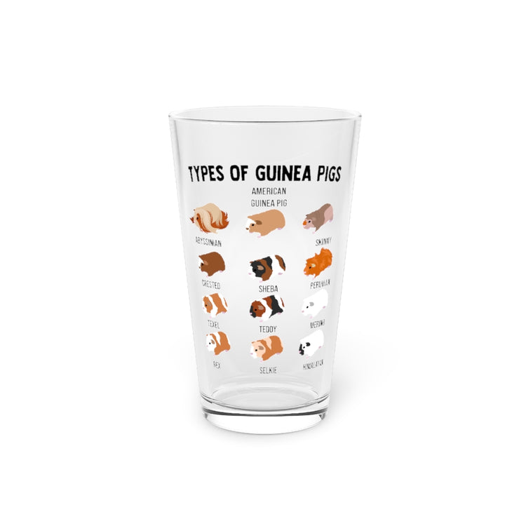 Beer Glass Pint 16oz Novelty Types Of Guinea Pigs Cavies Cavia Porcellus Lover Hilarious Rodents
