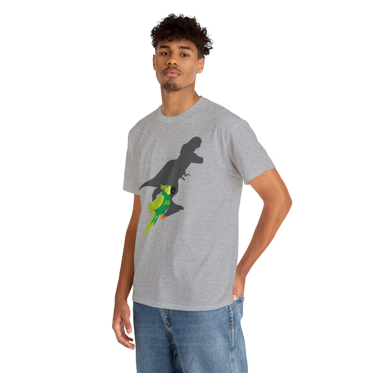 Shirt Funny Screaming Parrot Courageous Dinos Cockatiel Bird Dinosaur Animal Comical T-Shirt Unisex Heavy Cotton Tee