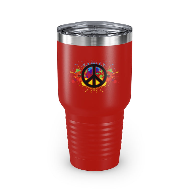 30oz Tumbler Stainless Steel  Colors Hilarious Paint Peace Hipsters Sign Illustration Gags Humorous Splattered