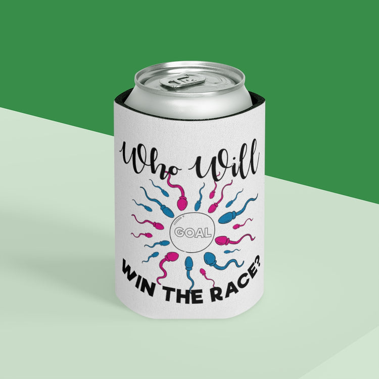 Beer Can Cooler Sleeve   Who Will Win The Race Funny Gender Announcement