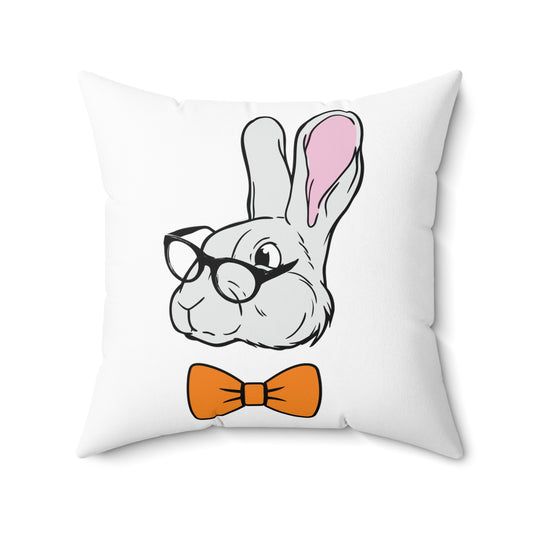 Funny Christian Egg Hunting Brainy Nerd Bunny Spun Polyester Square Pillow