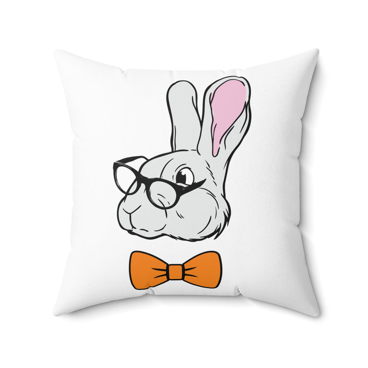 Funny Christian Egg Hunting Brainy Nerd Bunny Spun Polyester Square Pillow