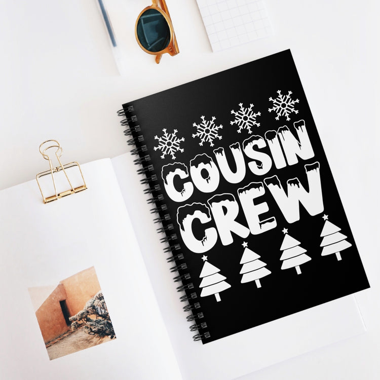 Novelty Cousins Crews Christmas Illustration Tee Shirt Gift | Cute Snowflakes Kiddie Graphic Girls Boys T Shirt Spiral Notebook - Ruled Line