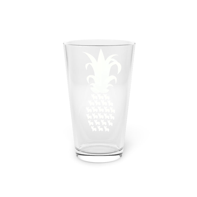 Beer Glass Pint 16oz  Summer Tropical Pineapples Fruit Tee Shirt Gift | Cute Pembroke Welsh Corgi