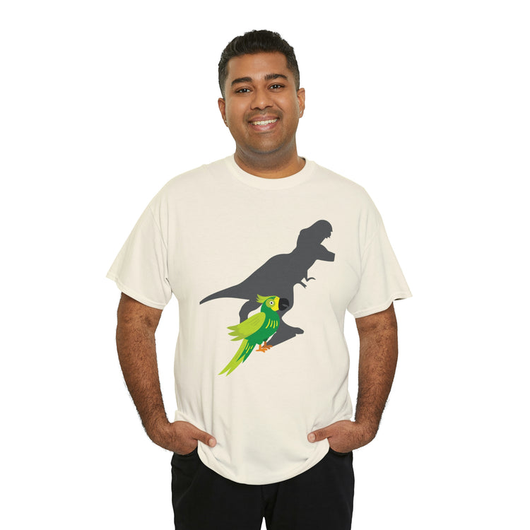 Shirt Funny Screaming Parrot Courageous Dinos Cockatiel Bird Dinosaur Animal Comical T-Shirt Unisex Heavy Cotton Tee