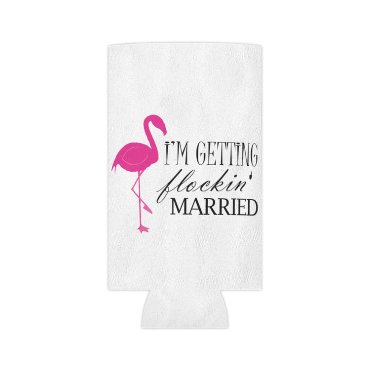 Beer Can Cooler Sleeve Humorous Bridal Entourages Flamingoes Illustration Puns Hilarious Bridesmaids