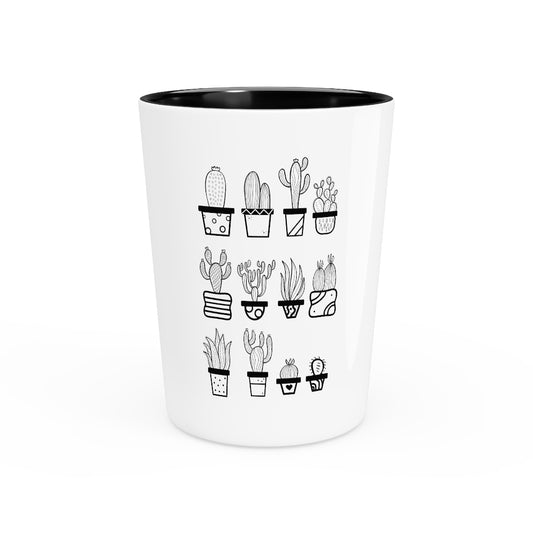 Shot Glass Party Ceramic Tequila  Humorous Cactuses Enthusiasts Cactus Illustration Vintage Novelty Succulents