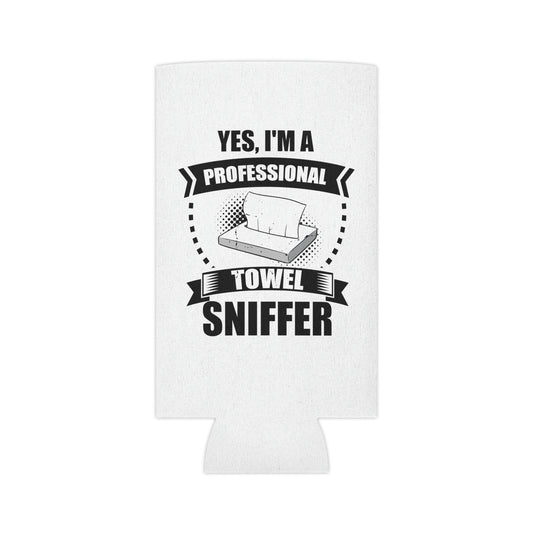 Beer Can Cooler Sleeve Funny I'm a Professional Towel Sniffer Snif Test  Humorous Scent Expert Smell Occupation