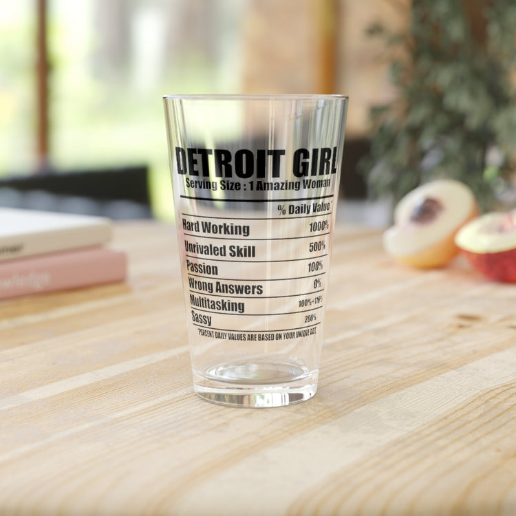 Beer Glass Pint 16oz Hilarious Motor City Woman American Nationalism Enthusiast Humorous Ford town