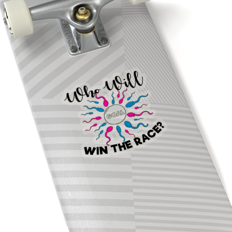 Sticker Decal Who Will Win The Race Funny Gender Announcement Stickers For Laptop Car