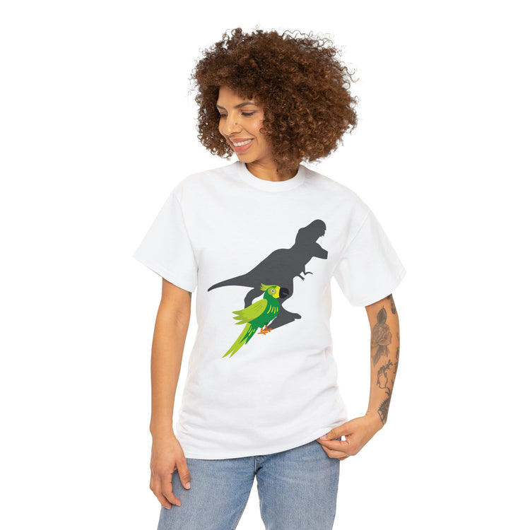 Shirt Funny Screaming Parrot Courageous Dinos Cockatiel Bird Dinosaur Animal Comical T-Shirt Unisex Heavy Cotton Tee