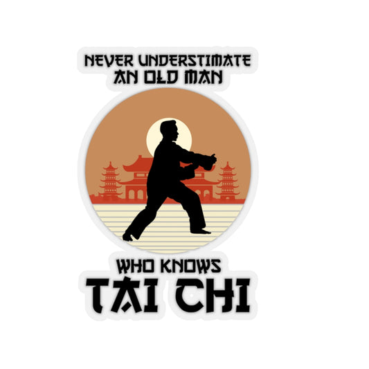 Sticker Decal Humorous Never Underestimate An Old Man Who Knows Tai Chi Novelty Grappling Stickers For Laptop Car