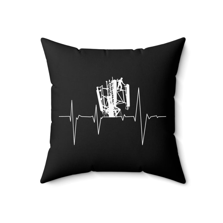 Vintage Industrial Tower Climber Appreciation Cute Electrician Heartbeat Pun Men Women T Shirt Spun Polyester Square Pillow