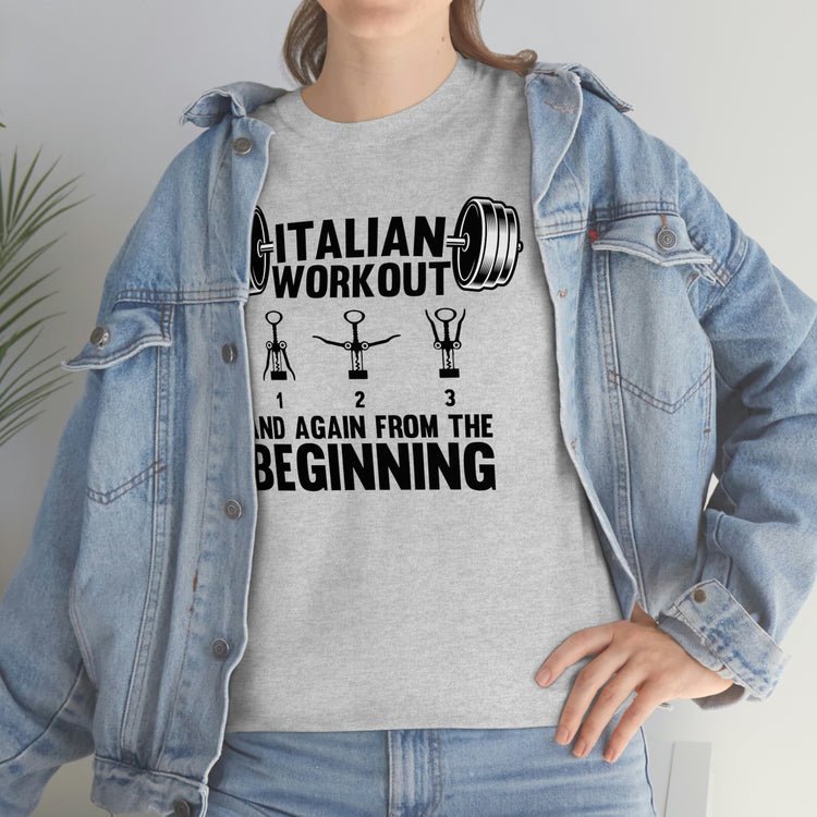 Novelty Weightlifting Weights Workout Heavylifting Lover Humorous Italia Excercise Physical Fitness Fan Unisex Heavy Cotton Tee