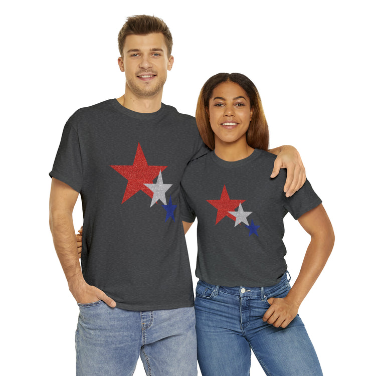 Shirt Funny Three Stars Fourth Of July Fireworks Holiday  Hilarious Patriotic Party T-Shirt Unisex Heavy Cotton Tee