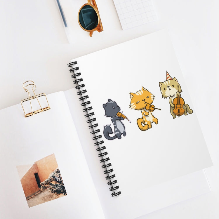 Spiral Notebook  Funny Novelty Musician Instrument  Gift Humorous Kittens Playing Violin Cute Graphic