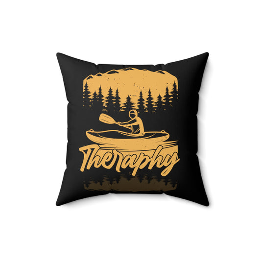 Novelty Therapist Vintage Kayaking Paddlers Canoers Lover Hilarious Old-Fashioned Canoeing Boating Devotee Spun Polyester Square Pillow