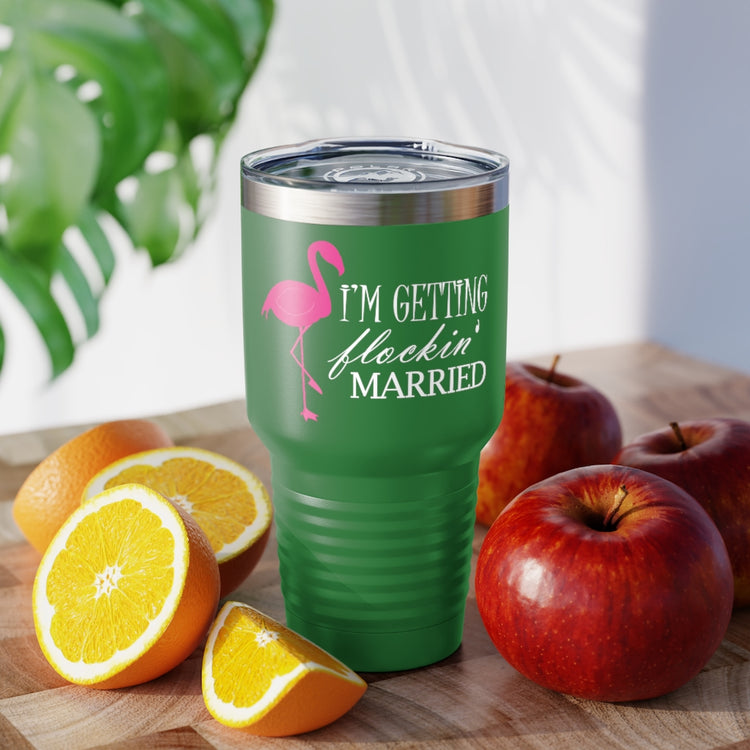 30oz Tumbler Stainless Steel Colors  Humorous Bridal Entourages Flamingoes Illustration Puns Hilarious Bridesmaids