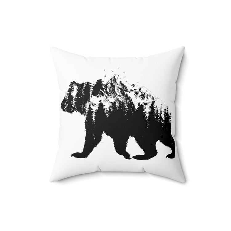 Bear National Park For Camping Hiking Travel Spun Polyester Square Pillow