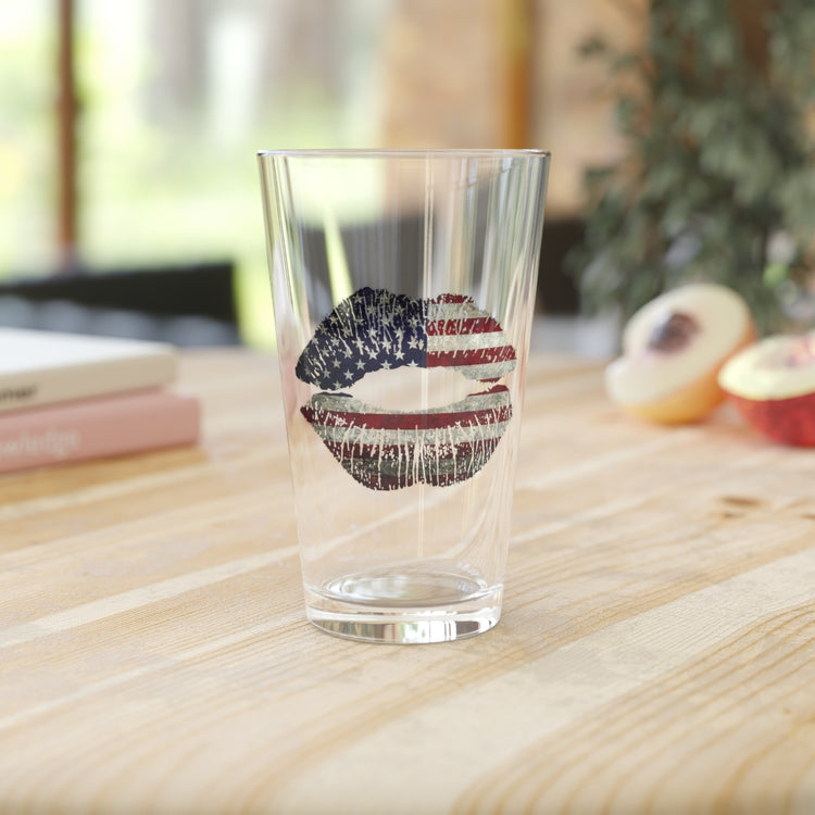 Beer Glass Pint 16oz  4th of July Lips 4th of July