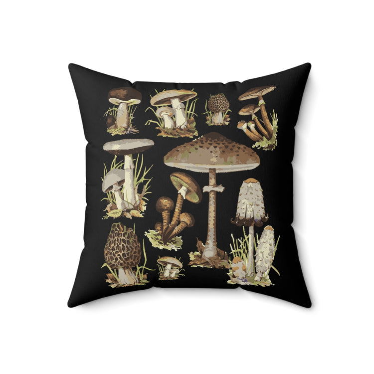 Mushroom Hunting Botanical Spun Polyester Square Pillow