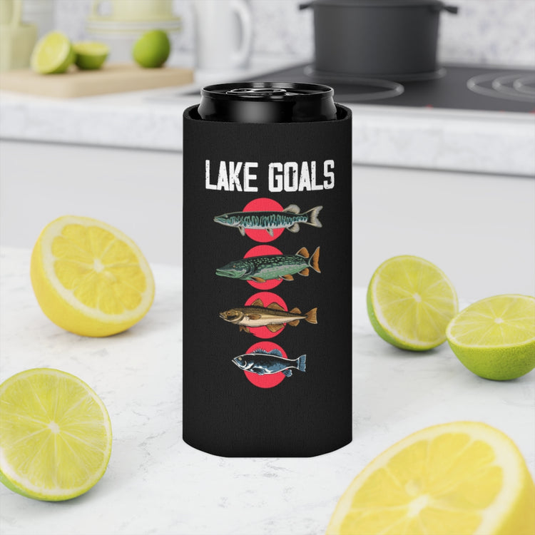Beer Can Cooler Sleeve Novelty Lake Goals Angling Fisherman Trawling Enthusiast Hilarious Angler Trawler Fishery Fishers Lover