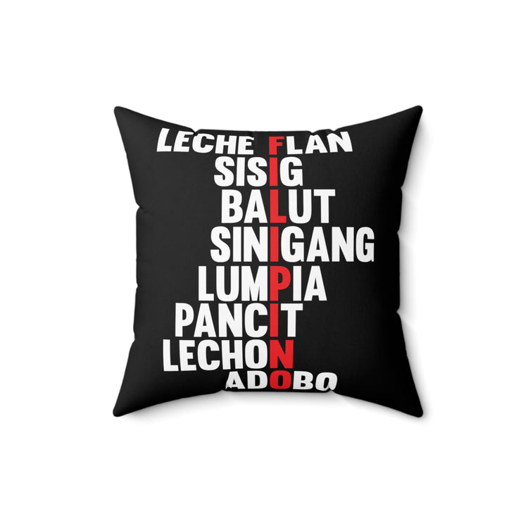 Leche Custards Sisig Balut Sinigang Quote Tee Shirt Gifts | Cute Lechon Adobo Filipino Foodie Men Women TShirt Spun Polyester Square Pillow