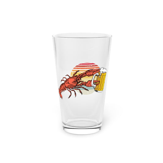 Beer Glass Pint 16oz  Hilarious Lobsters Opening Drinks Vacationing Illustration Vintage Seafood