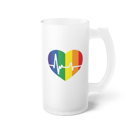 lgbt heart Frosted Glass Beer Mug