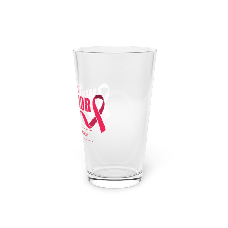 Beer Glass Pint 16oz  Humorous Breast Cancer Awareness Supportive Encouraging Novelty Carcinoma