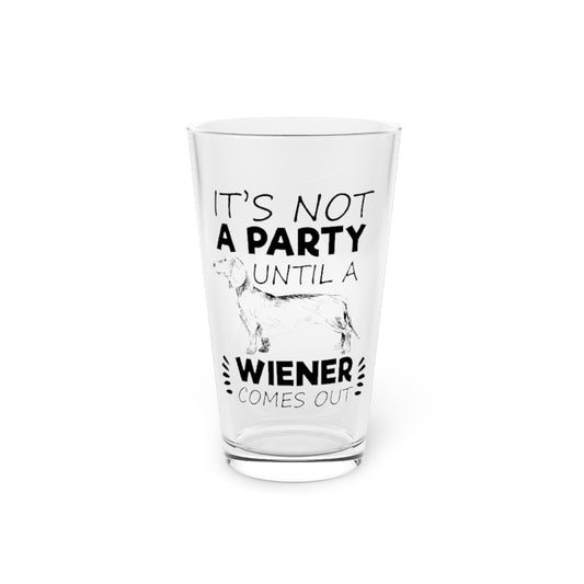 Beer Glass Pint 16oz  Novelty Dachshund  Weiner Graphic
