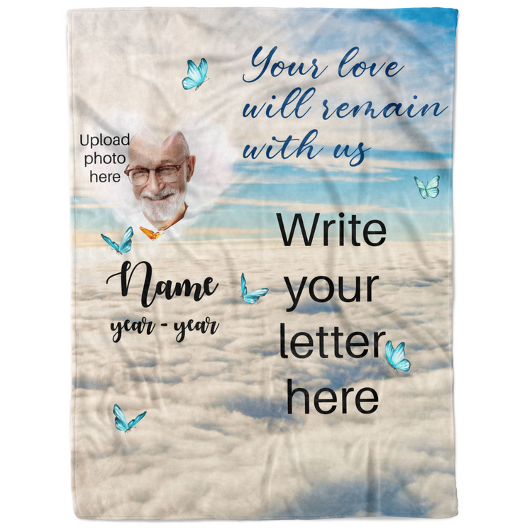 Personalized Memorial Photo Name Text Blanket