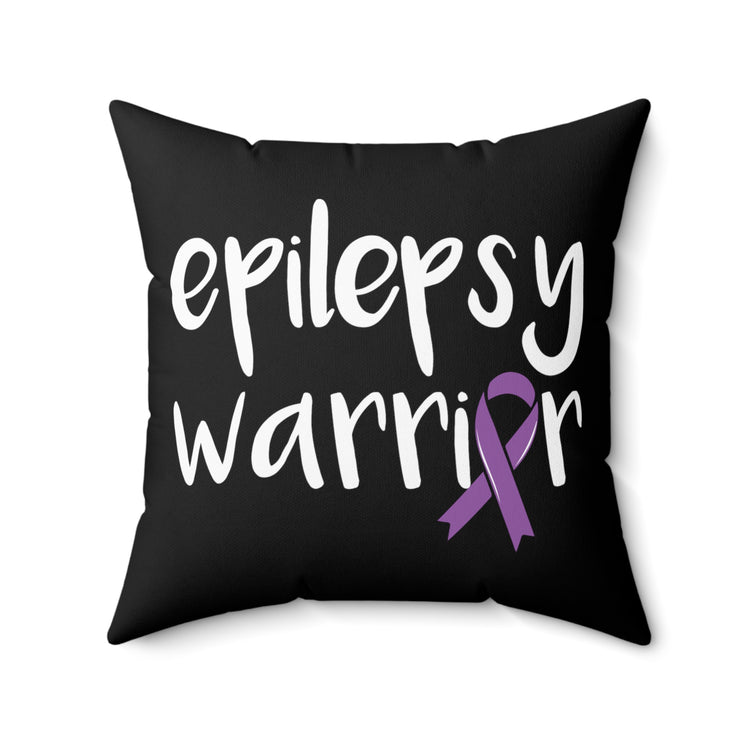 Humorous Epilepsy Fighter Childrens Violet Stripe Supporter Novelty Cramping Seizures Sick Disorders Overcomer Spun Polyester Square Pillow