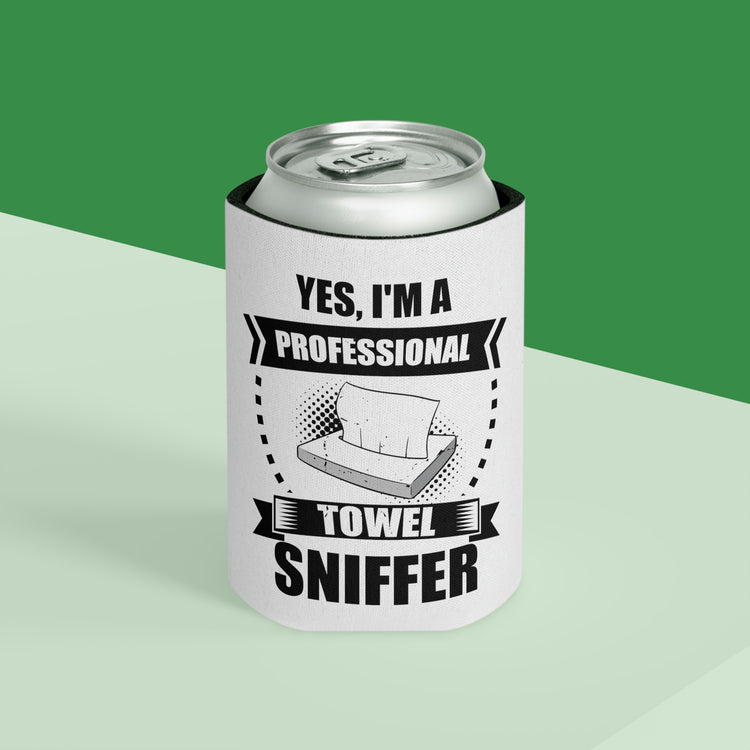 Beer Can Cooler Sleeve Funny I'm a Professional Towel Sniffer Snif Test  Humorous Scent Expert Smell Occupation