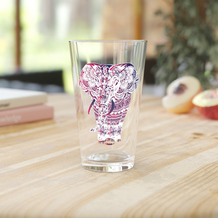 Beer Glass Pint 16oz elephant mandala project Ornate Art