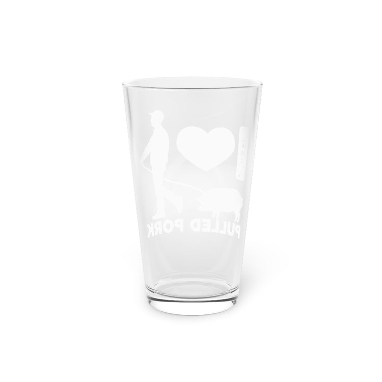 Beer Glass Pint 16oz  Humorous Pulled Pork Lover Illustration Hilarious Barbecue Grilling Pun Men