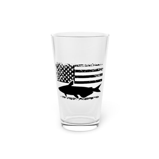 Beer Glass Pint 16oz Beer Glass Pint 16oz Hilarious Nationalistic Angling Fishing Fisherman US Banner Humorous Patriotic