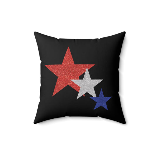 Three Stars Fourth Of July Spun Polyester Square Pillow