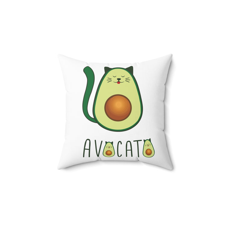 Cute Avocato For Men Women Cat Lover Spun Polyester Square Pillow